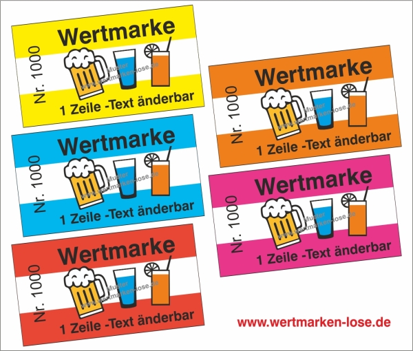 1000 Wertmarken "3 Gläser" - Text änderbar